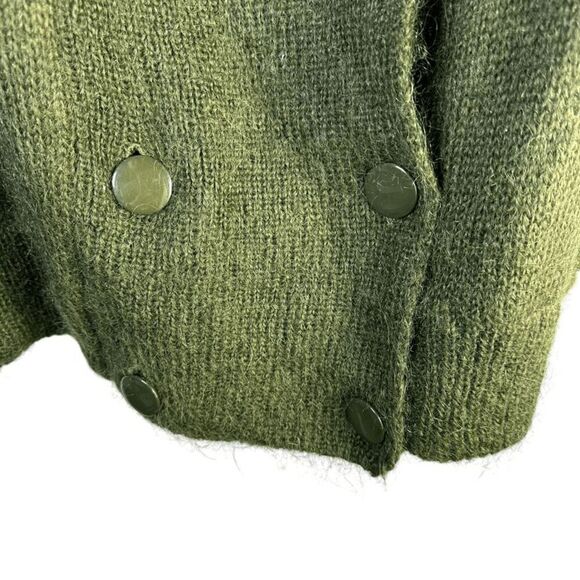 Cervelle Mohair Blend Cardigan Beaded Floral Applique Green Sweater Size L NEW - Picture 6 of 11